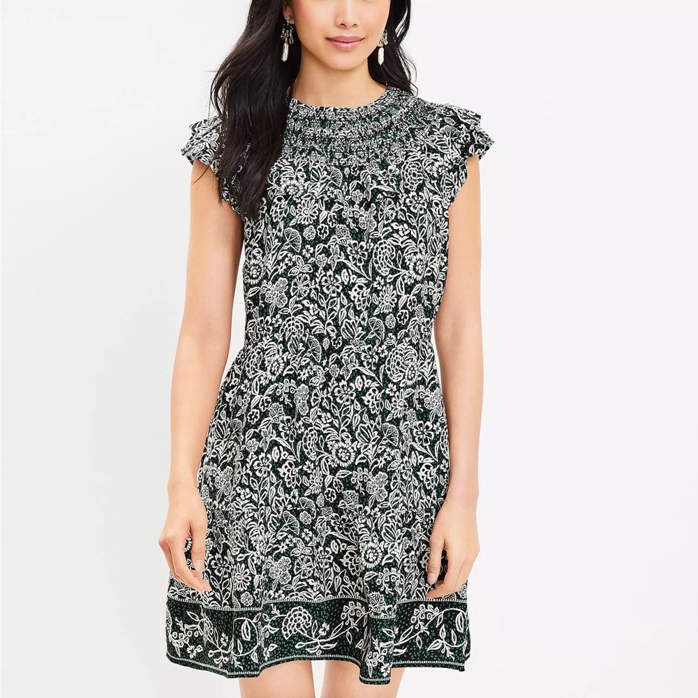 Floral Black and White Dress